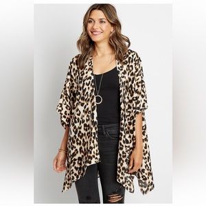 Leopard Print Open Front Kimono